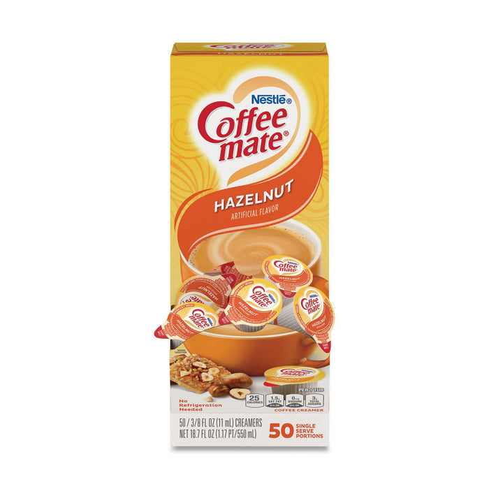 Coffee mate Liquid Coffee Creamer, Hazelnut, 0.38 oz Mini Cups, 50/Box