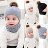 Organic Cotton Kids Beanie & Scarf Set | Chunky Knit Pom Pom Winter Set