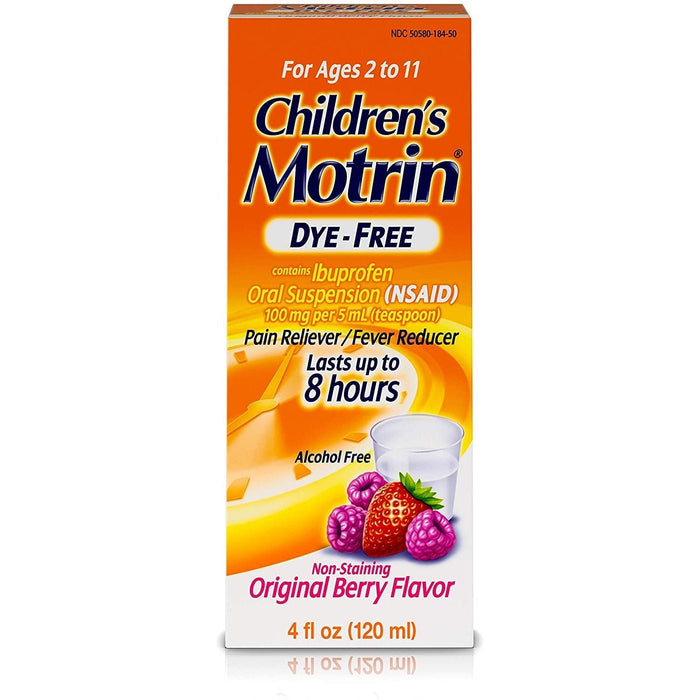 Motrin Children's Oral Suspension 100mg Ibuprofen Medicine Berry Flavored, 4 Fl. Oz by Pasteur Pharmacy
