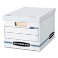 Bankers Box STOR/FILE Basic-Duty Storage Boxes, Letter/Legal Files, 12.5" x 16.25" x 10.5", White/Blue, 12/Carton