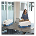 Bankers Box STOR/FILE Medium-Duty Strength Storage Boxes, Letter/Legal Files, 12.25" x 16" x 11", White/Blue, 4/Carton