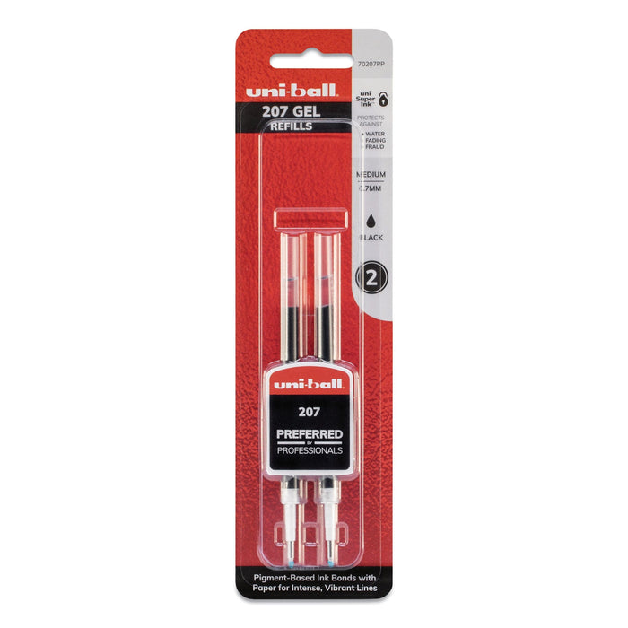 uniball Refill for Signo Gel 207 Pens, Medium 0.7 mm Conical Tip, Black Ink, 2/Pack