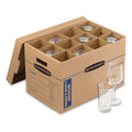 Bankers Box SmoothMove Kitchen Moving Kit with Dividers + Foam, Half Slotted Container (HSC), Medium, 12.25" x 18.5" x 12", Brown/Blue