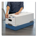 Bankers Box LIBERTY Heavy-Duty Strength Storage Boxes, Letter Files, 12.25" x 24.13" x 10.75", White/Blue, 4/Carton