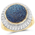 4.90 Carat Genuine Cobalt Blue Drusy .925 Sterling Silver Ring by Bids.com