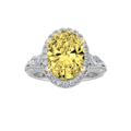 3Cttw Oval Shaped Yellow Lab Grown Diamond (F/VS) Three Stone Halo Enagement Ring 14K Gold by Fine Color Jewels