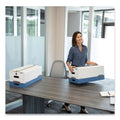 Bankers Box STOR/FILE Medium-Duty Strength Storage Boxes, Letter/Legal Files, 12.25" x 16" x 11", White/Blue, 12/Carton