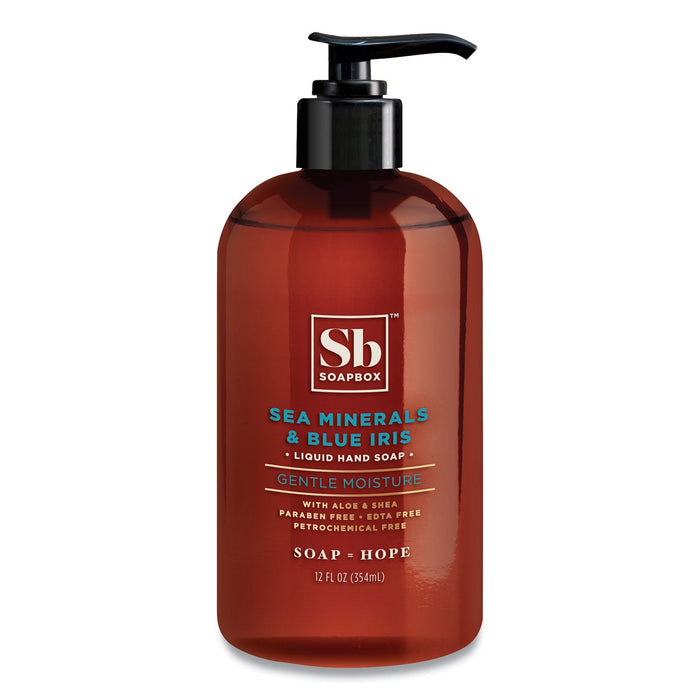 Soapbox Hand Soap, Sea Minerals and Blue Iris, 12 oz Pump Bottle