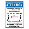 Accuform Social Distance Signs, Wall, 7 x 10, Patients and Staff Social Distancing, Humans/Arrows, Blue/White, 10/Pack