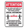 Accuform Social Distance Signs, Wall, 10 x 14, Customers and Employees Distancing, Humans/Arrows, Red/White, 10/Pack