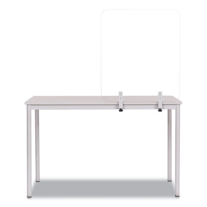 MasterVision Protector Series Frameless Glass Desktop Divider, 35.4 x 0.16 x 35.4, Clear/Aluminum