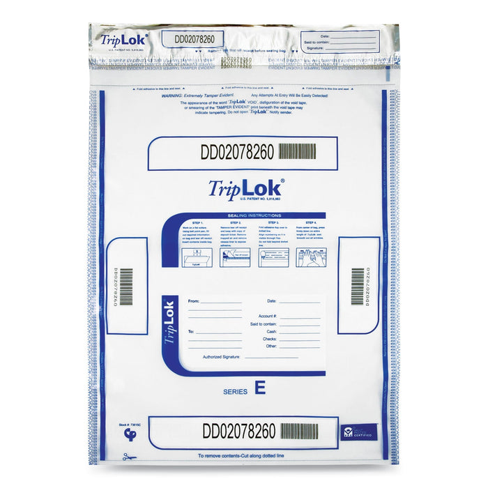 TripLOK Deposit Bag, Plastic, 15 x 20, Clear, 250/Carton