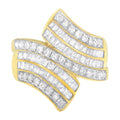10K Yellow Gold Diamond Bypass Ring (1 1/7 Cttw, I-J Color, I1-I2 Clarity) - Size 5 by Bids.com