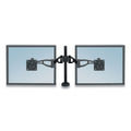 Fellowes Professional Series Depth Adjustable Dual Monitor Arm, 360 deg Rotation, 37 deg Tilt, 360 deg Pan, Black, Supports 24 lb
