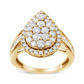 10K Yellow Gold Plated .925 Sterling Silver 1 1/2 Cttw Round-Cut Diamond Cocktail Ring (I-J Color, I1-I2 Clarity) - Size 7 by Bids.com