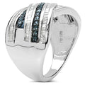 1.02 Carat Genuine Blue Diamond & White Diamond .925 Sterling Silver Ring by Bids.com