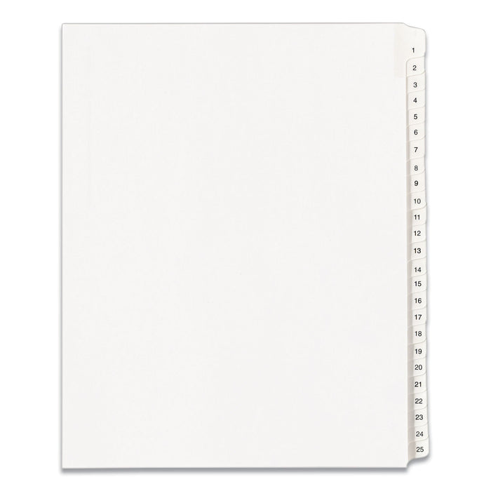 Avery Preprinted Legal Exhibit Side Tab Index Dividers, Allstate Style, 25-Tab, 1 to 25, 11 x 8.5, White, 1 Set, (1701)