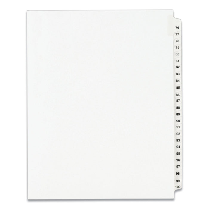 Avery Preprinted Legal Exhibit Side Tab Index Dividers, Avery Style, 25-Tab, 76 to 100, 11 x 8.5, White, 1 Set, (1333)