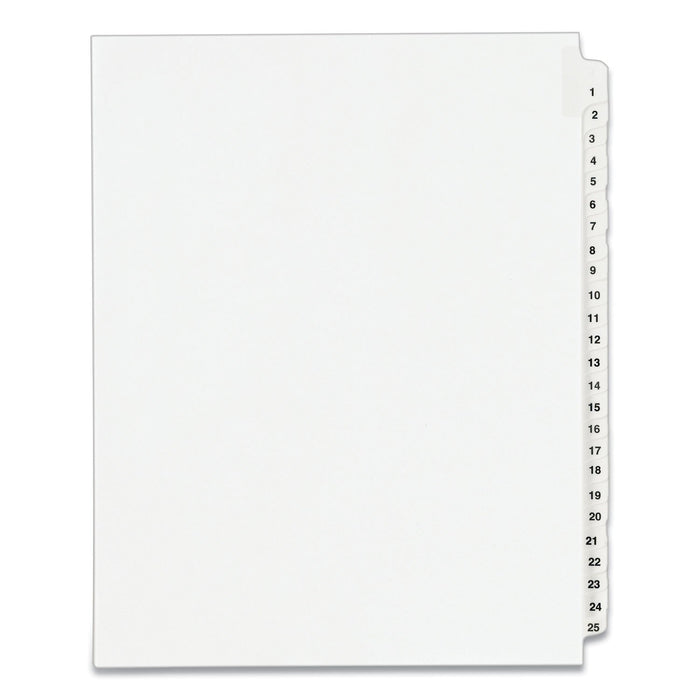 Avery Preprinted Legal Exhibit Side Tab Index Dividers, Avery Style, 25-Tab, 1 to 25, 11 x 8.5, White, 1 Set, (1330)