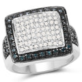 0.64 Carat Genuine White Diamond and Blue Diamond .925 Sterling Silver Ring by Bids.com