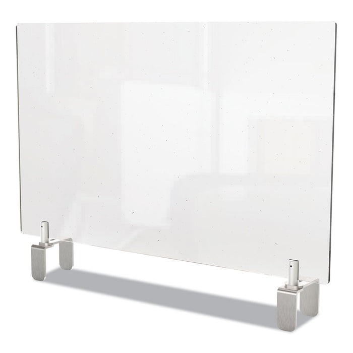 Ghent Clear Partition Extender with Attached Clamp, 42 x 3.88 x 24, Thermoplastic Sheeting