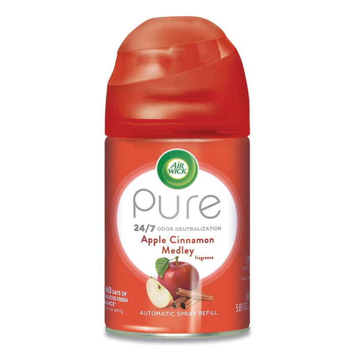 Air Wick Freshmatic Ultra Spray Refill, Apple Cinnamon Medley, 5.89 oz Aerosol Spray, 6/Carton