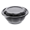Pactiv Evergreen Roseware Bowl, 80 oz, 9.75" Diameter x 9h", Black Base/Clear Lid, Plastic, 252/Carton