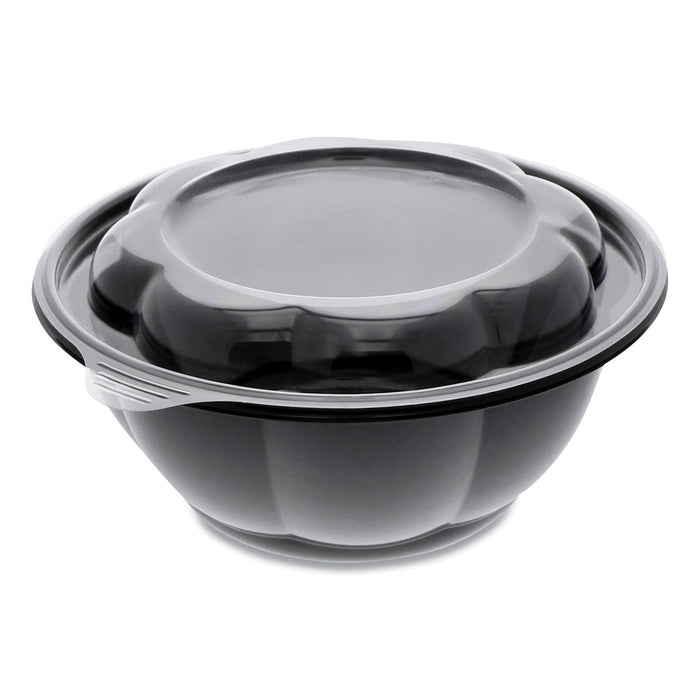 Pactiv Evergreen Roseware Bowl, 80 oz, 9.75" Diameter x 9h", Black Base/Clear Lid, Plastic, 252/Carton