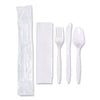 Hoffmaster Economy Cutlery Kit, Fork/Knife/Spoon/Napkin, White, 250/Carton
