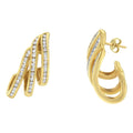 10K Yellow Gold 1.0 Cttw Round Brilliant Cut Diamond Spiral Multi Row Channel Set Open Hoop Pushback Stud Earrings (H-I Color, I1-I2 Clarity) by Bids.com