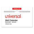 Universal 3-Month Wall Calendar, 12 x 27, White/Black/Red Sheets, 14-Month (Dec to Jan): 2022 to 2024