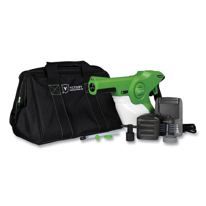 Victory Professional Cordless Electrostatic Handheld Sprayer, 33.8 oz, 0.65" x 48" Hose, Green/Translucent White/Black