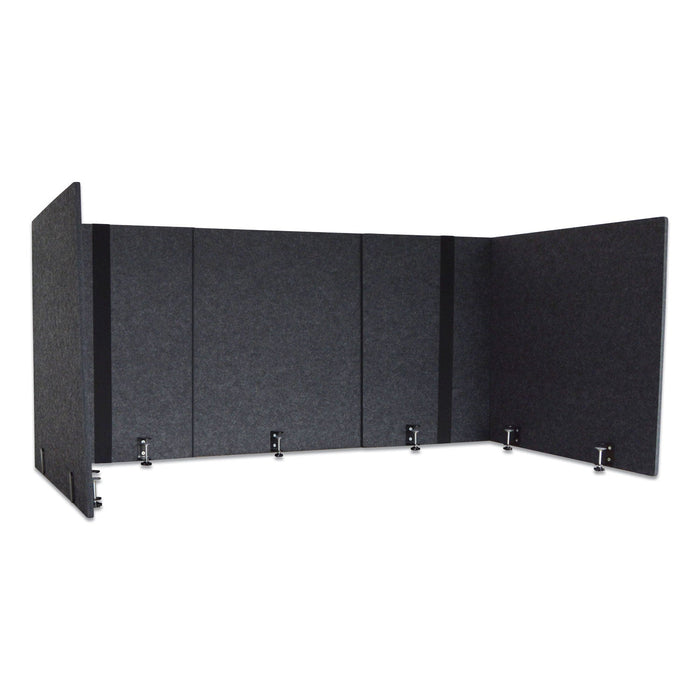 Lumeah Adjustable Desk Screen with Returns, 48 to 78 x 29 x 26.5, Polyester, Ash
