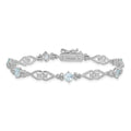 Genuine Sterling Silver Aquamarine Diamond Bracelet by Fine Color Jewels