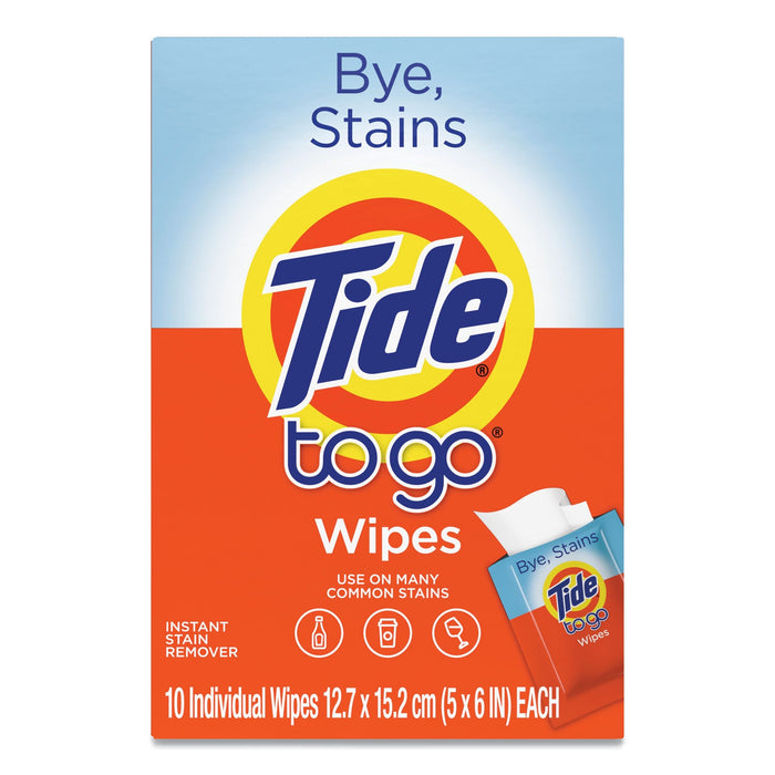 Tide To Go Instant Stain Remover Wipes, 6 x 5, Scented, 10/Box, 12 Boxes/Carton