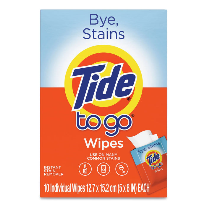 Tide To Go Instant Stain Remover Wipes, 6 x 5, Scented, 10/Box