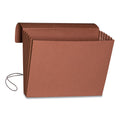 Smead Extra-Wide Expanding Wallets with Elastic Cord, 5.25" Expansion, 1 Section, Elastic Cord Closure, Letter Size, Redrope