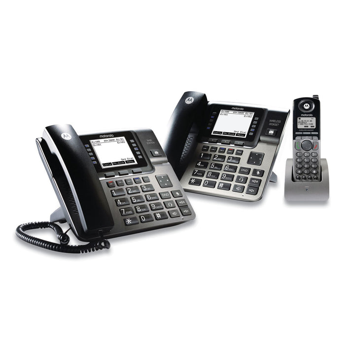 Motorola 1-4 Line Wireless Phone System Bundle, with 1 Deskphone, 1 Cordless Handset