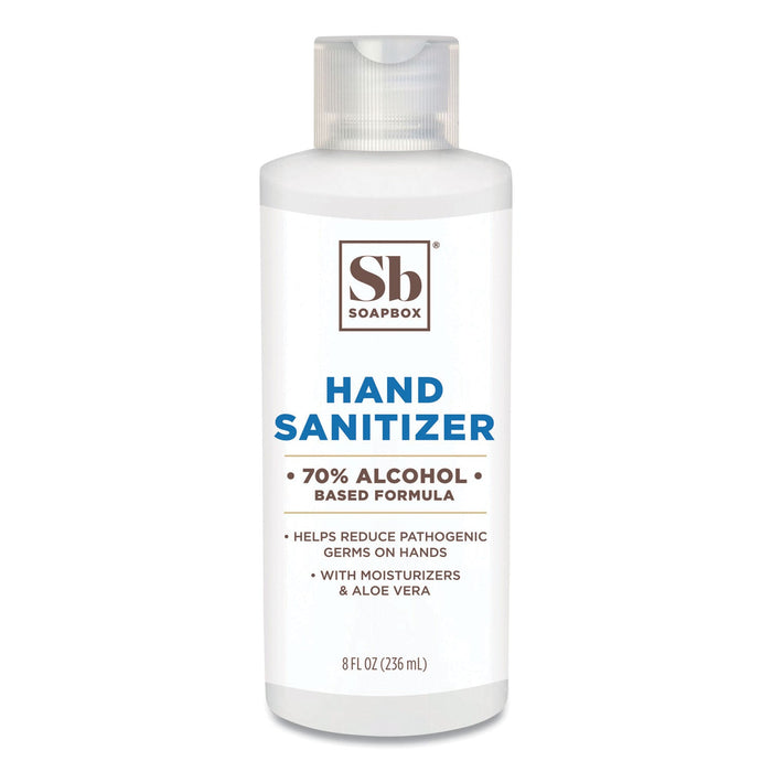 Soapbox Gel Hand Sanitizer, 8 oz Bottle with Dispensing Cap, Unscented, 24/Carton