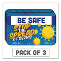 Tabbies BeSafe Messaging Education Wall Signs, 9 x 6,  "Be Safe, Stop The Spread Of Germs", 3/Pack