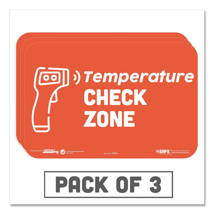 Tabbies BeSafe Messaging Education Wall Signs, 9 x 6,  "Temperature Check Zone", 3/Pack