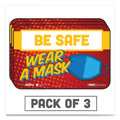 Tabbies BeSafe Messaging Education Wall Signs, 9 x 6,  "Be Safe, Wear A Mask", 3/Pack