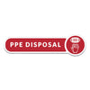 Rubbermaid Medical Decal, PPE DISPOSAL, 10 x 2.5, Red
