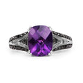2.87 Carat Genuine Amethyst and Black Diamond .925 Sterling Silver Ring by Bids.com