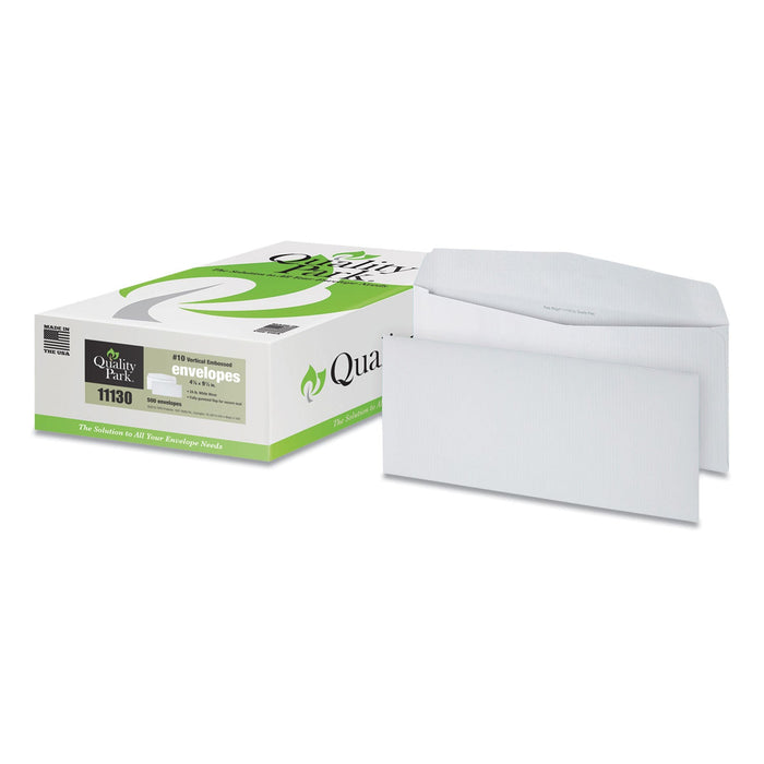 Quality Park Park Ridge Embossed Executive Envelope, #10, Commercial Flap, Gummed Closure, 4.13 x 9.5, White, 500/Box