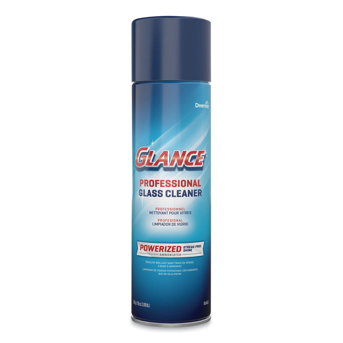 Diversey Glance Powerized Glass and Surface Cleaner, Ammonia Scent, 19 oz Aerosol Spray, 12/Carton