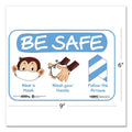 Tabbies BeSafe Messaging Education Wall Signs, 9 x 6,  "Be Safe, Wear a Mask, Wash Your Hands, Follow the Arrows", Monkey, 3/Pack