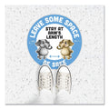 Tabbies BeSafe Messaging Education Floor Signs, Leave Some Space; Stay At Arms Length; Be Safe, 12" dia, White/Blue, 6/Pack