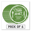 Tabbies BeSafe Messaging Floor Decals, Be Smart Stand Apart; Knife/Fork; Thank You, 12" Dia., Green/White, 6/Carton