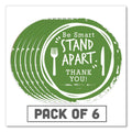 Tabbies BeSafe Messaging Floor Decals, Be Smart Stand Apart; Knife/Fork; Thank You, 12" Dia., Green/White, 6/Carton